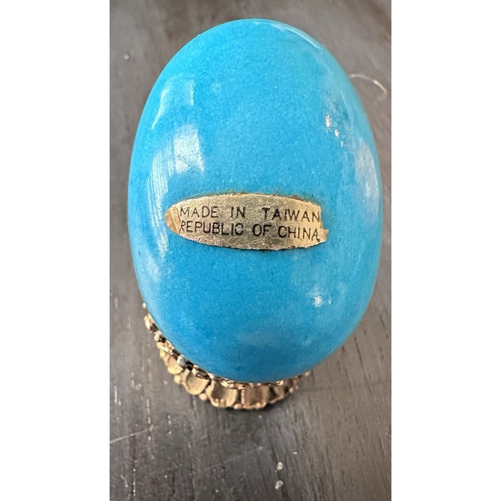 Turquoise Stone Egg  Made In  Taiwan  Republic Of China